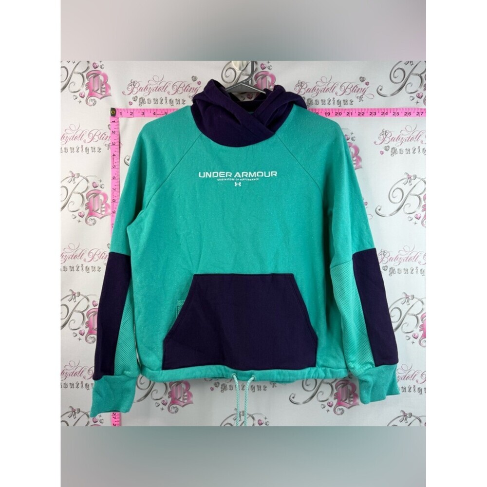 Under Armour Fleece Pullover Sweater Hoodie Teal and Purple